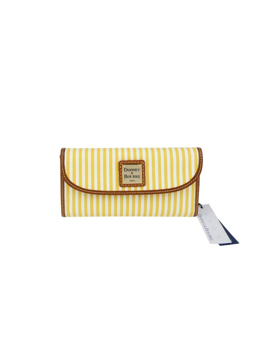 Dooney & Bourke Yellow‎ & White Striped Trifold Clutch Wallet NWT
